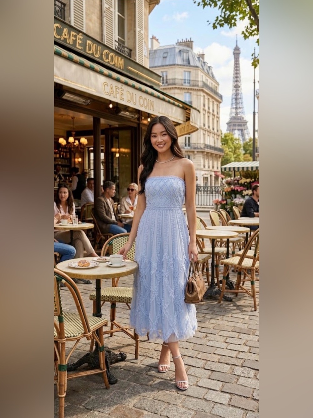 Mac Duggal Strapless Ruffled Midi Dress in Periwinkle - Picture 4 of 8